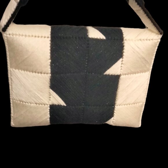 Black & Cream Canvas Handbag - Picture 2 of 7